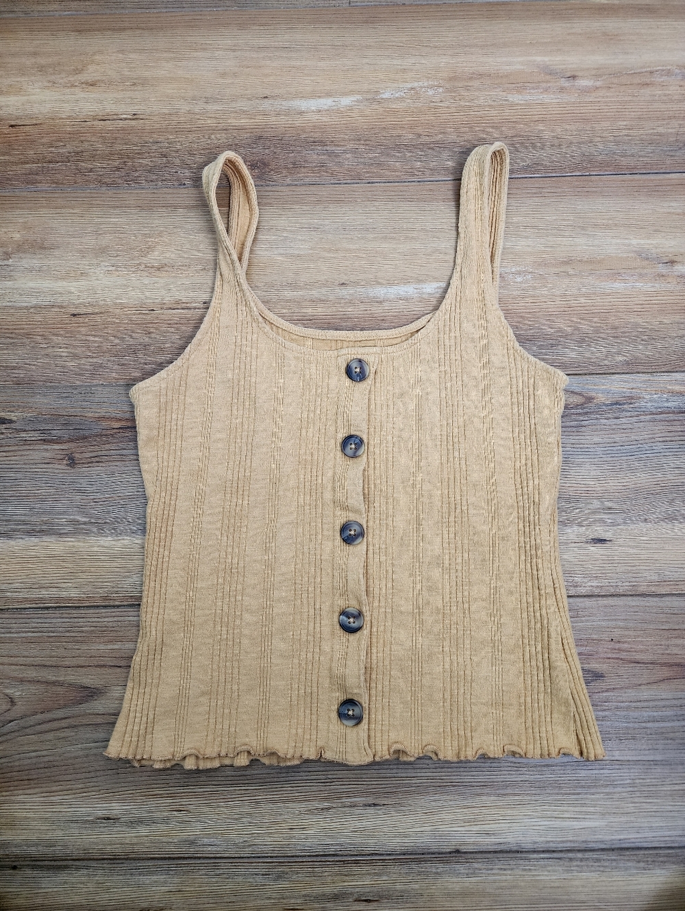 Aero Y2K Ribbed Knit Tank Women's M Yellow
